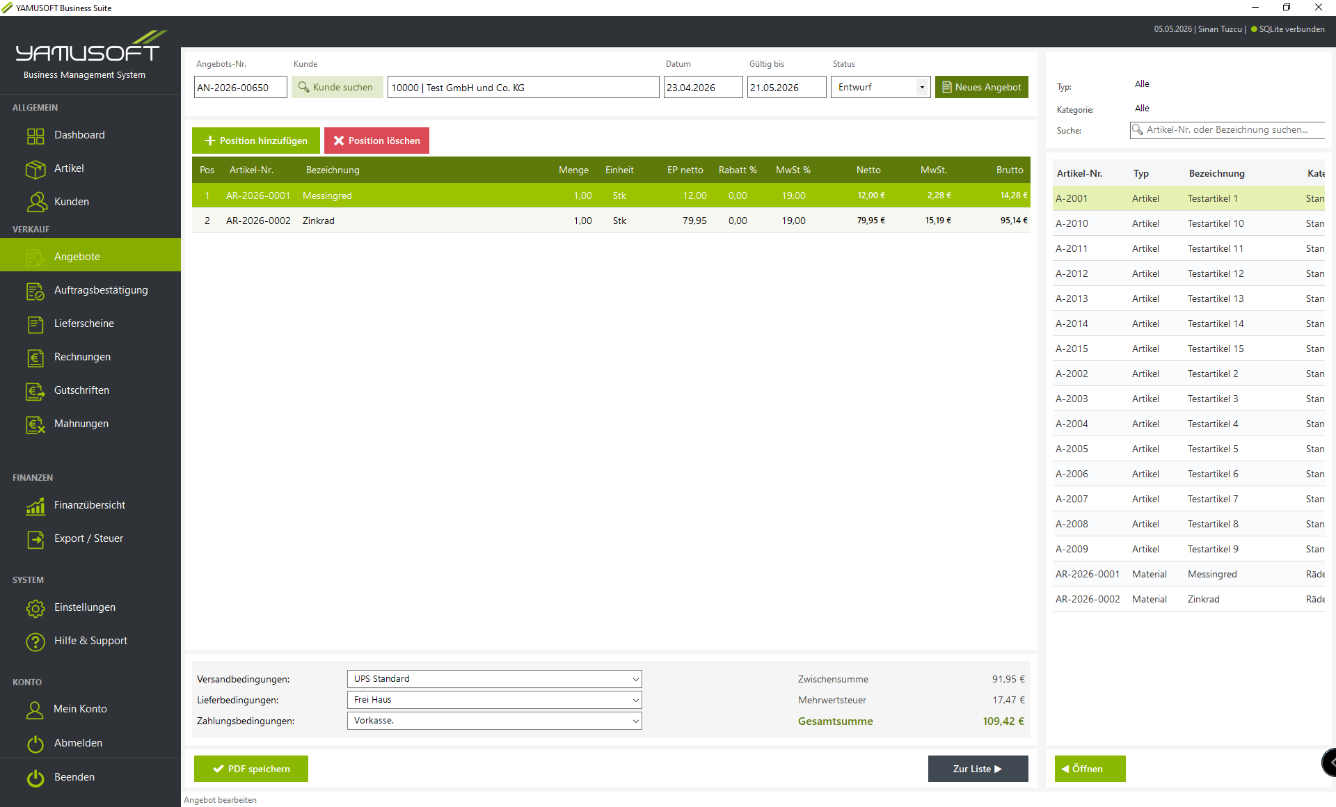 Angebot Editor